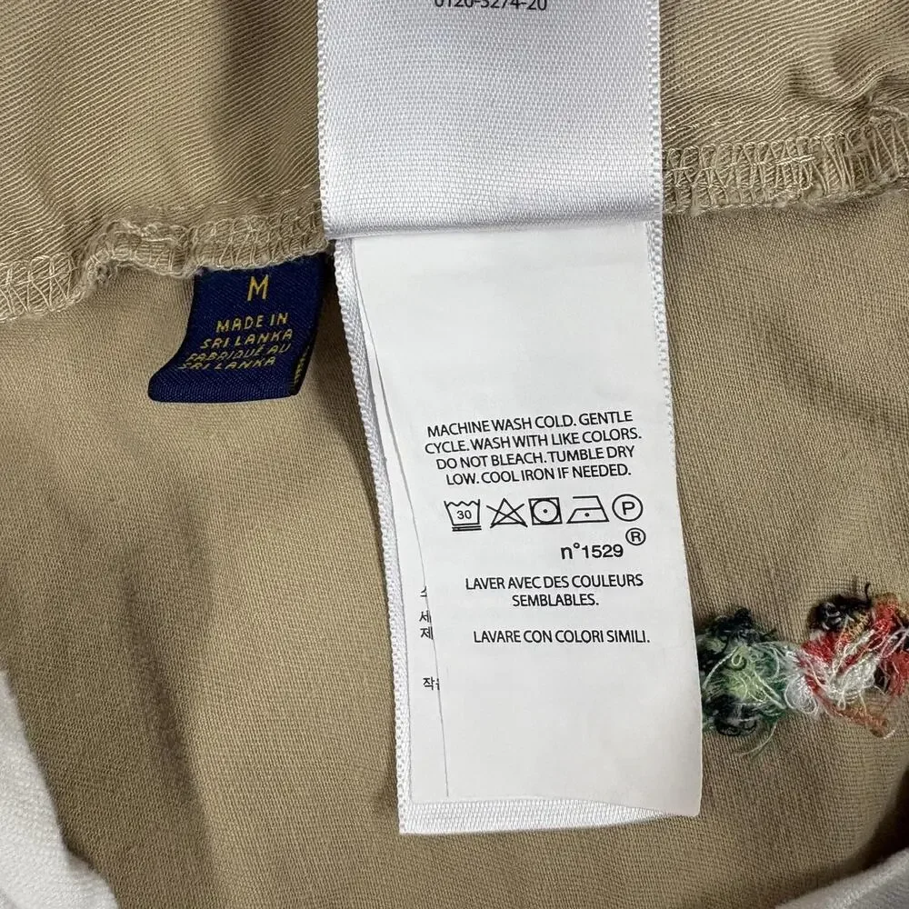 Polo Ralph Lauren Shorts Mens Medium Beige Chino Hula Embroidered 8